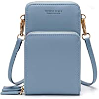  - Bolso de teléfono móvil para mujer Monedero de cartera cruzada Mini bolso de teléfono celular cruzado de cuero ligero…